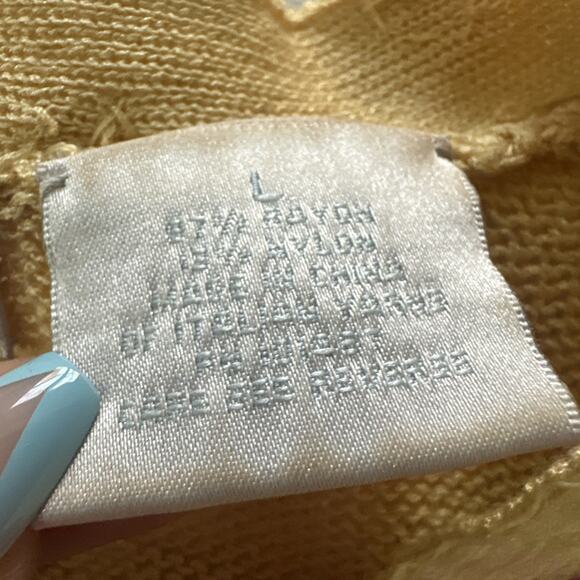 Vintage BIBELOT Sweater Womens Large Yellow Cardigan Floral Retro Dainty Cottage - Picture 6 of 8